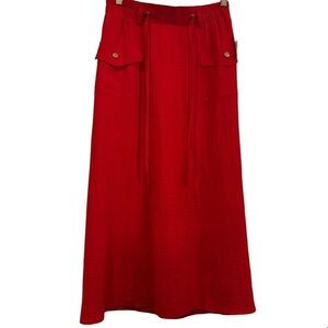 New York Clothing Company Red Drawstring Maxi Skirt Size Small New w/ Tag
